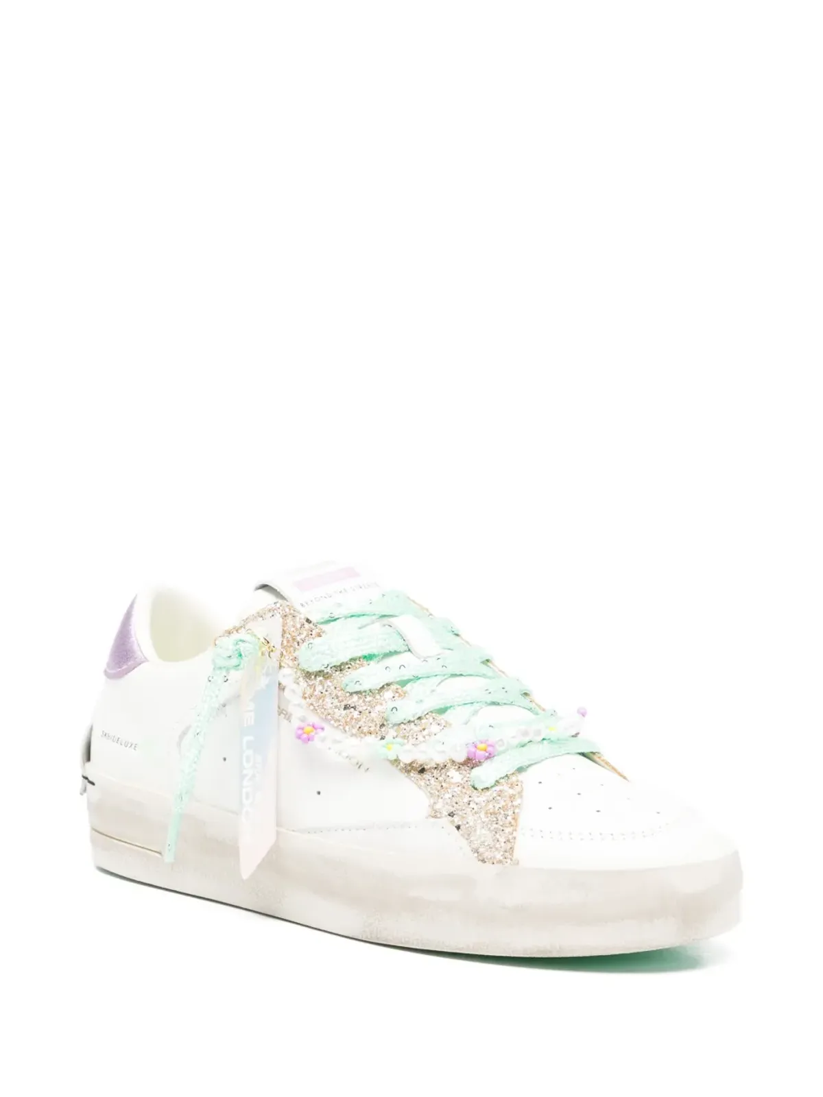 Crime London Sk8 Deluxe グリッター レース スニーカー ホワイト - 画像2