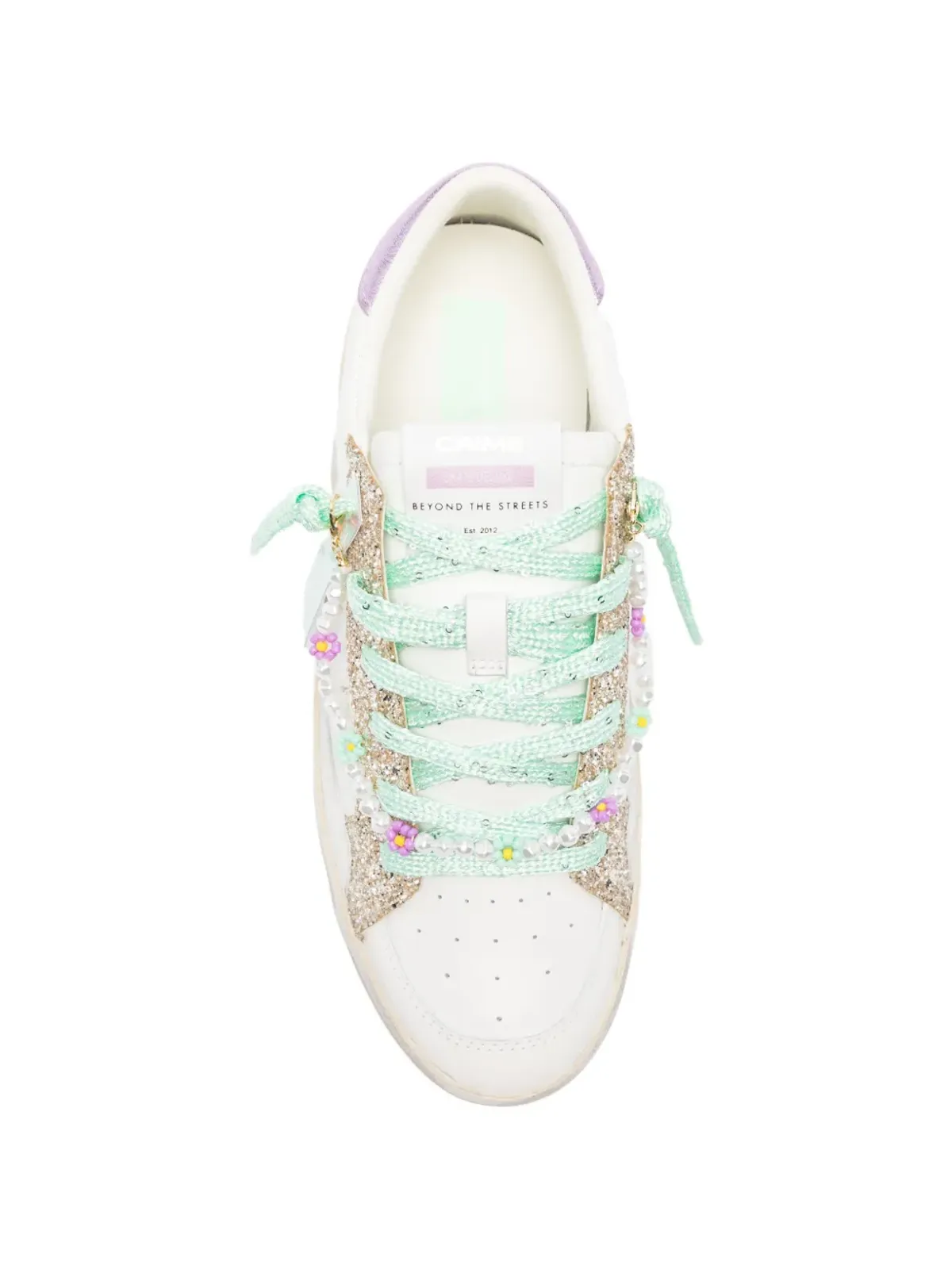 Crime London Sk8 Deluxe グリッター レース スニーカー ホワイト - 画像4