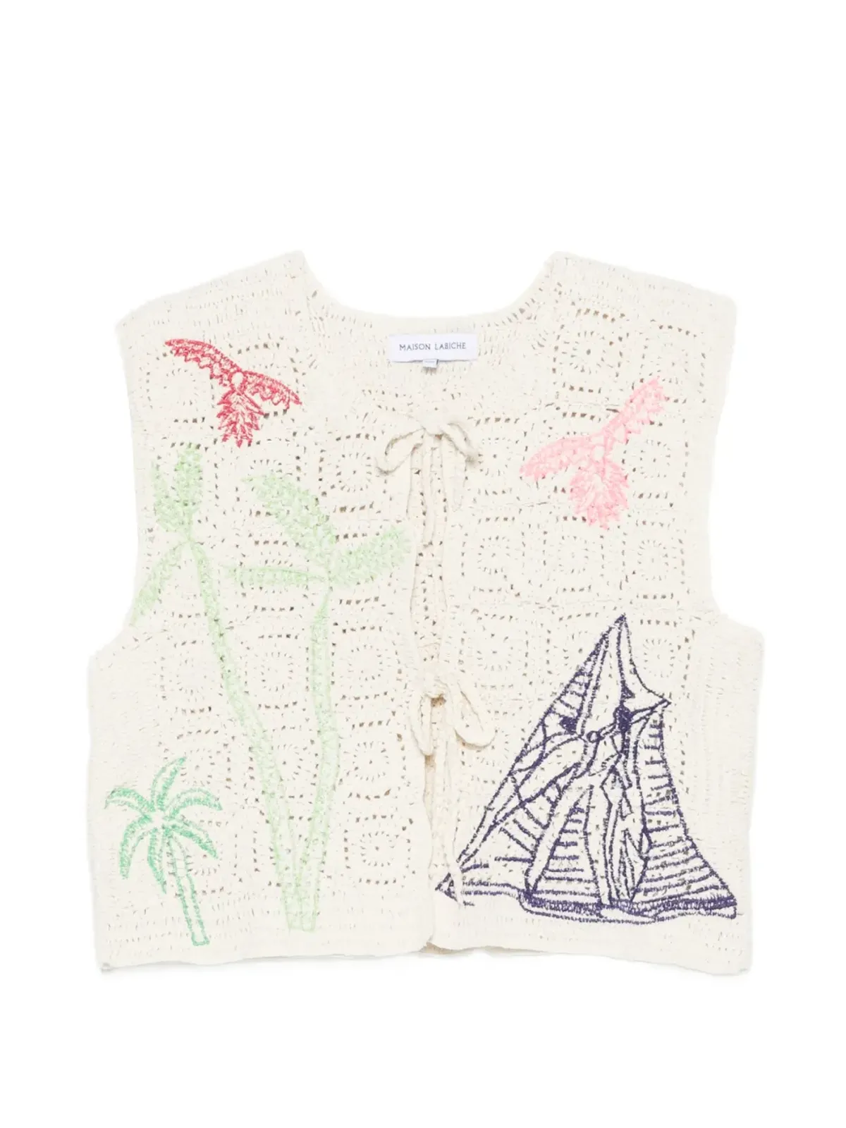 Maison Labiche Piver crochet embroidered gilet - 画像1