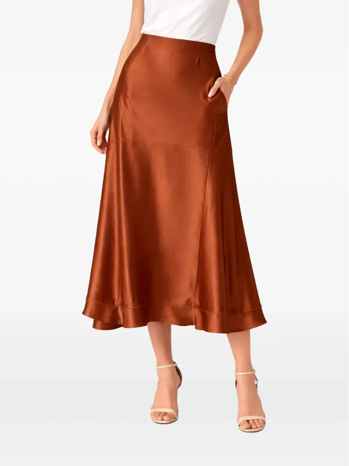 SILK95FIVE Chamonix side-pocket midi skirt - Brown - 画像2