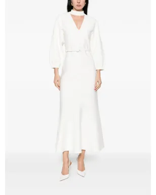 Roland Mouret Vネック ベルト付きドレス - ベージュ - サムネイル2