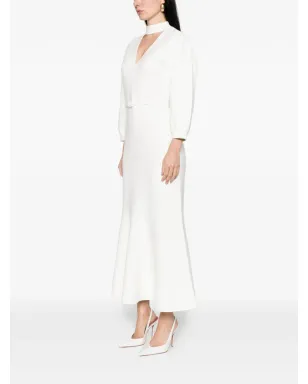 Roland Mouret Vネック ベルト付きドレス - ベージュ - サムネイル3