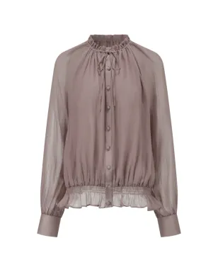 OUDE WAAG ピンクのラッフル入りシルクシャツ - サムネイル1