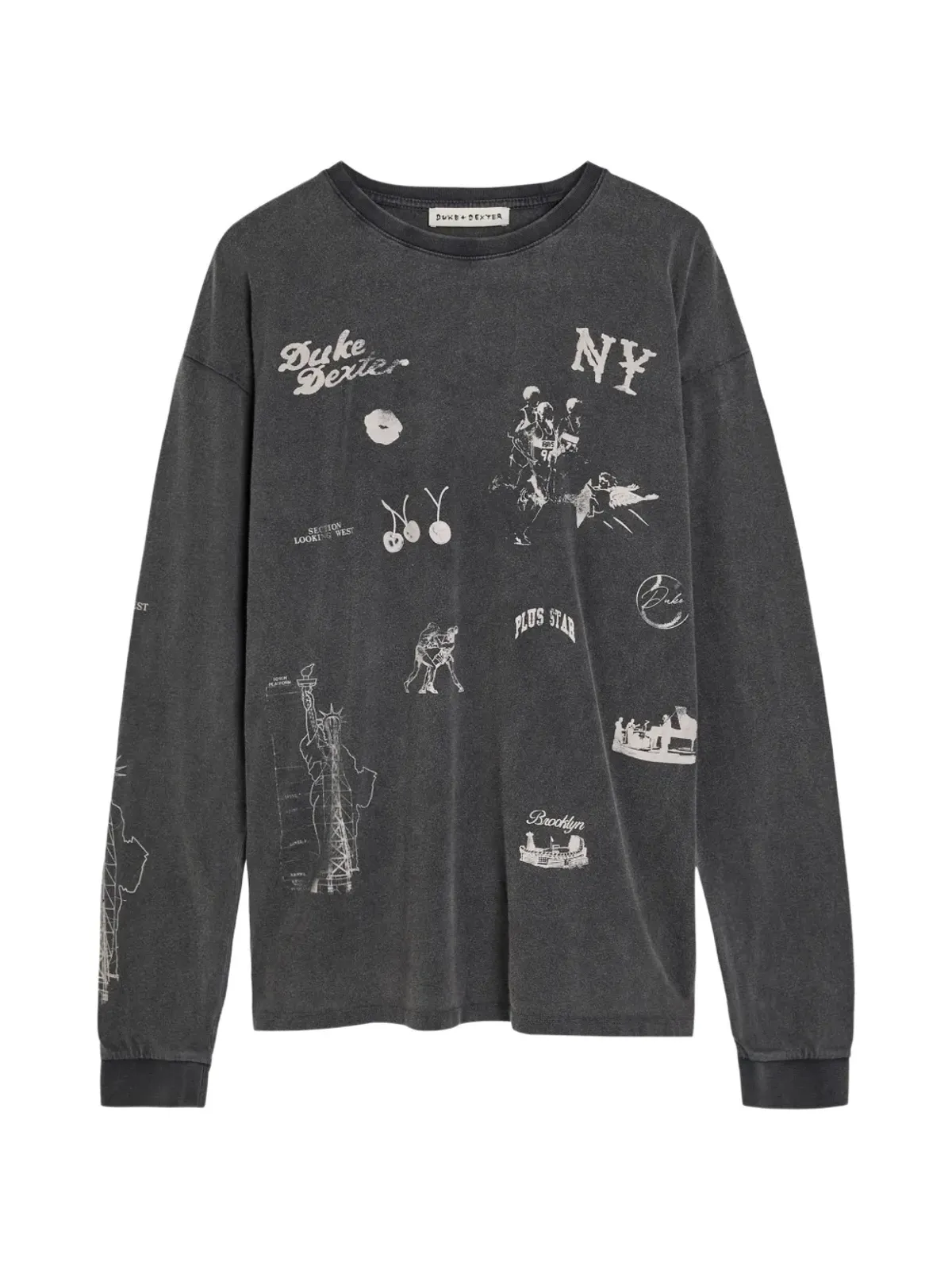 DUKE & DEXTER グレー ロングスリーブ グラフィックTシャツ - 画像1