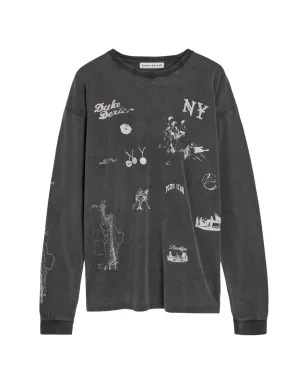 DUKE & DEXTER グレー ロングスリーブ グラフィックTシャツ - サムネイル1
