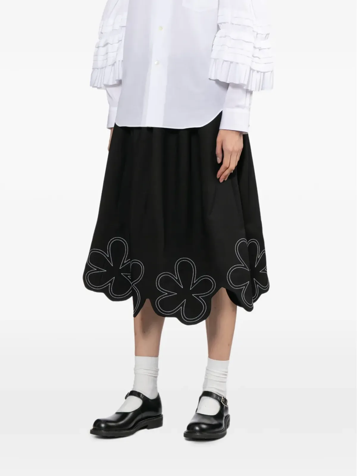 Comme Des Garçons Girl 花柄刺繍ミディスカート - 画像3