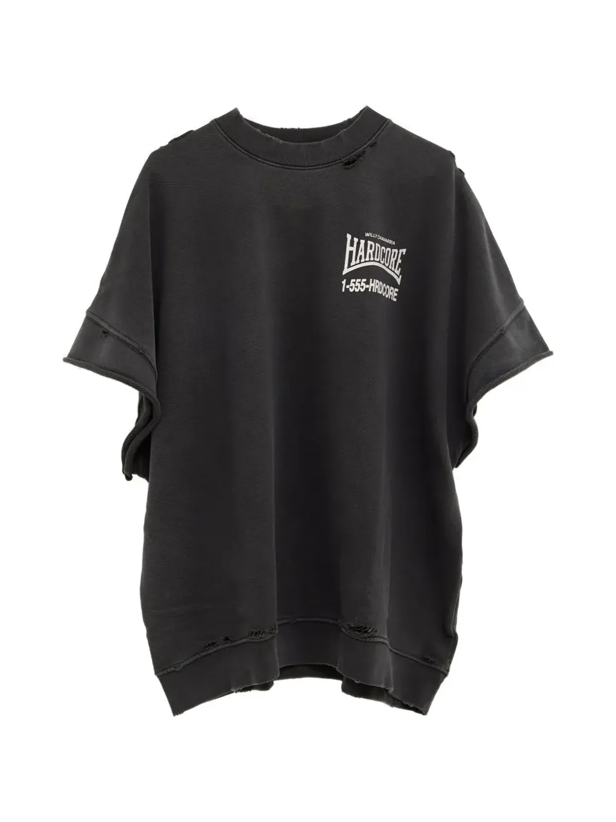Willy Chavarria リップド グラフィック Tシャツ ブラック - 画像1