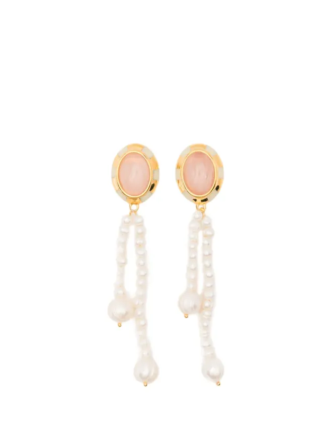 Aurelie Bidermann Aurelie Bidermann ミラソル オーバルドロップ パール ピアス - ゴールドの商品画像