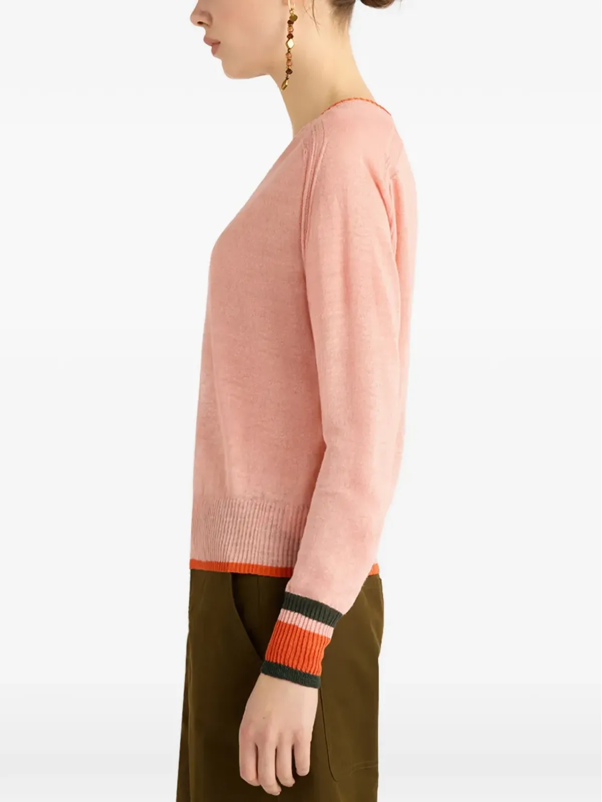 Momoni Rio コントラストエッジ ニットセーター - ピンク - 画像5