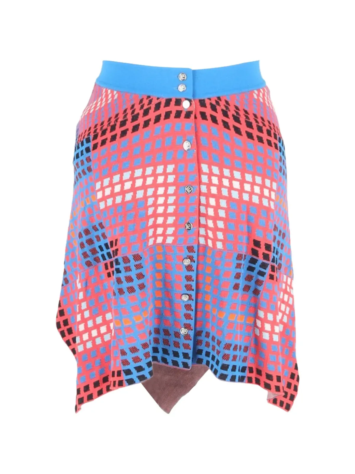 Paco Rabanne Vintage ピンクのニット地 アブストラクトプリント ミディスカート - 画像1