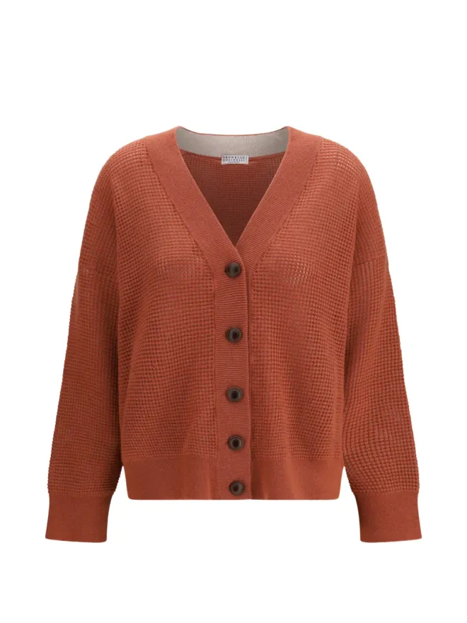 Brunello Cucinelli Brunello Cucinelli ボタン付きカシミヤカーディガン - オレンジの商品画像