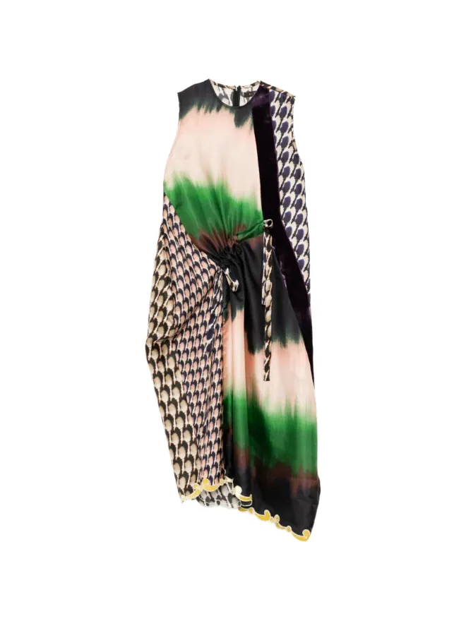 Biyan Biyan ミックスツイルシルク プリント ドレスの商品画像