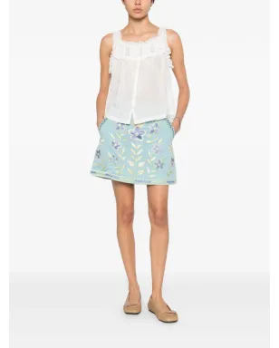 Antik Batik Carioca floral-embroidered mini skirt - Blue - サムネイル2