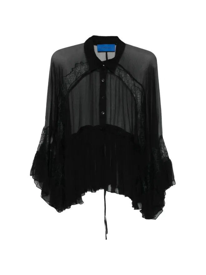 Mes Demoiselles Mes Demoiselles Deccala レースフリルシャツ ブラックの商品画像