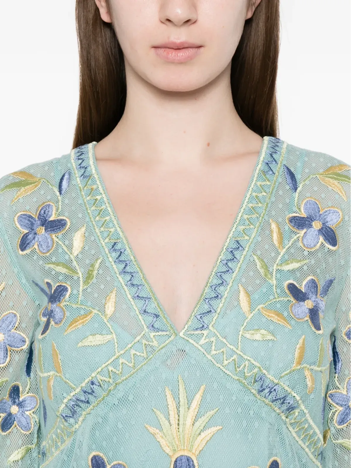 Antik Batik Carioca 花柄刺繍マキシドレス - 画像5