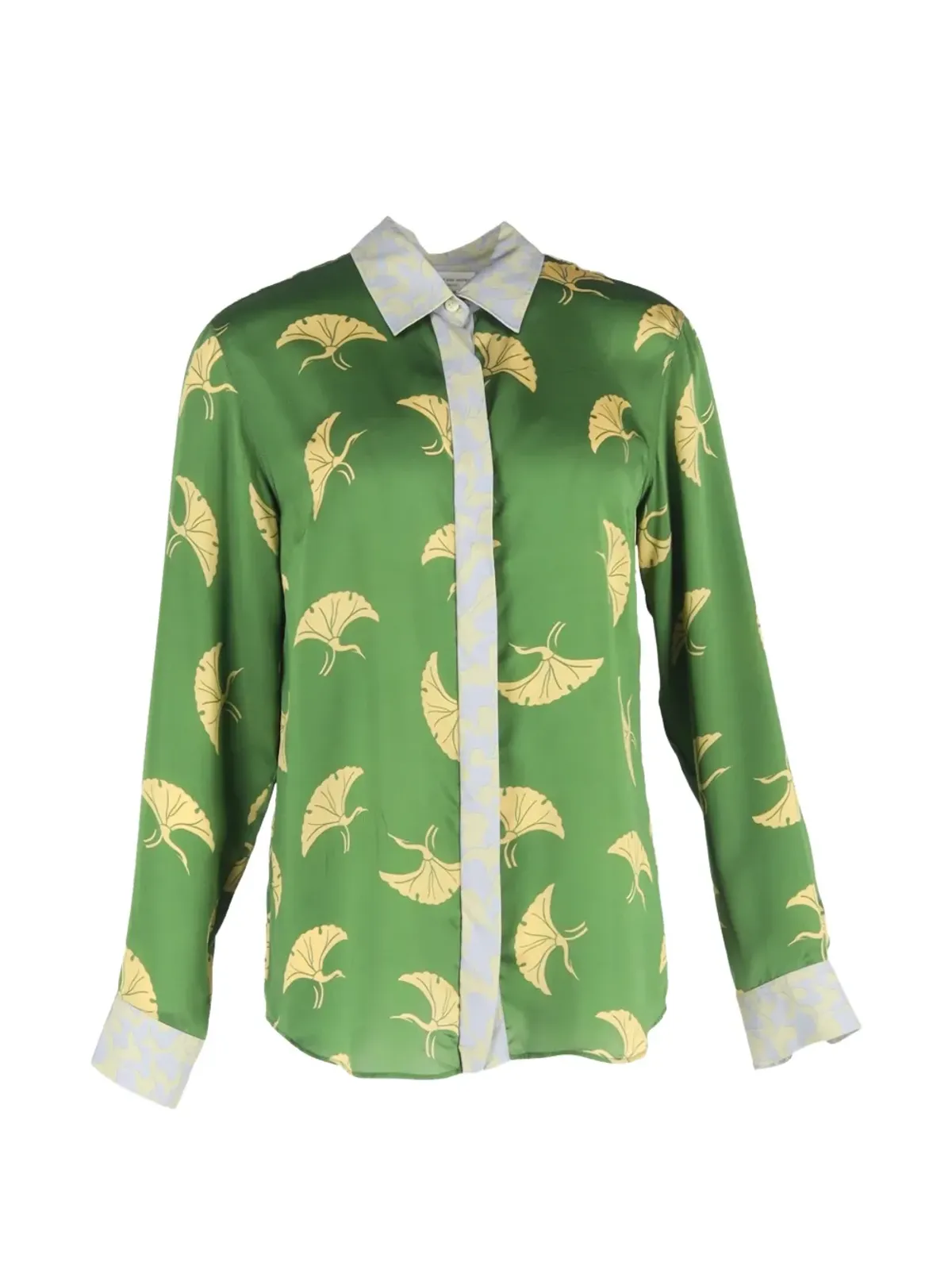 Dries Van Noten シルクプリント長袖シャツ ビンテージ（グリーン） - 画像1