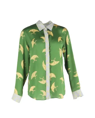 Dries Van Noten シルクプリント長袖シャツ ビンテージ（グリーン） - サムネイル1