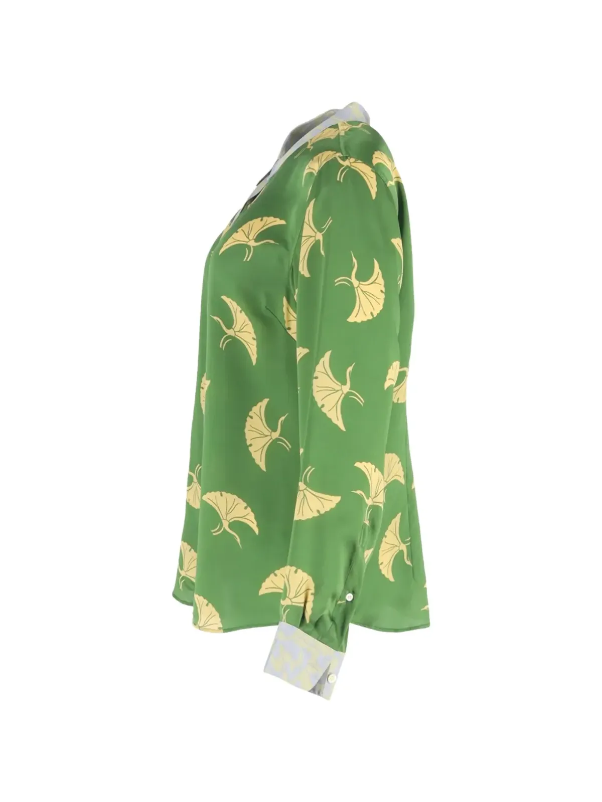 Dries Van Noten シルクプリント長袖シャツ ビンテージ（グリーン） - 画像3
