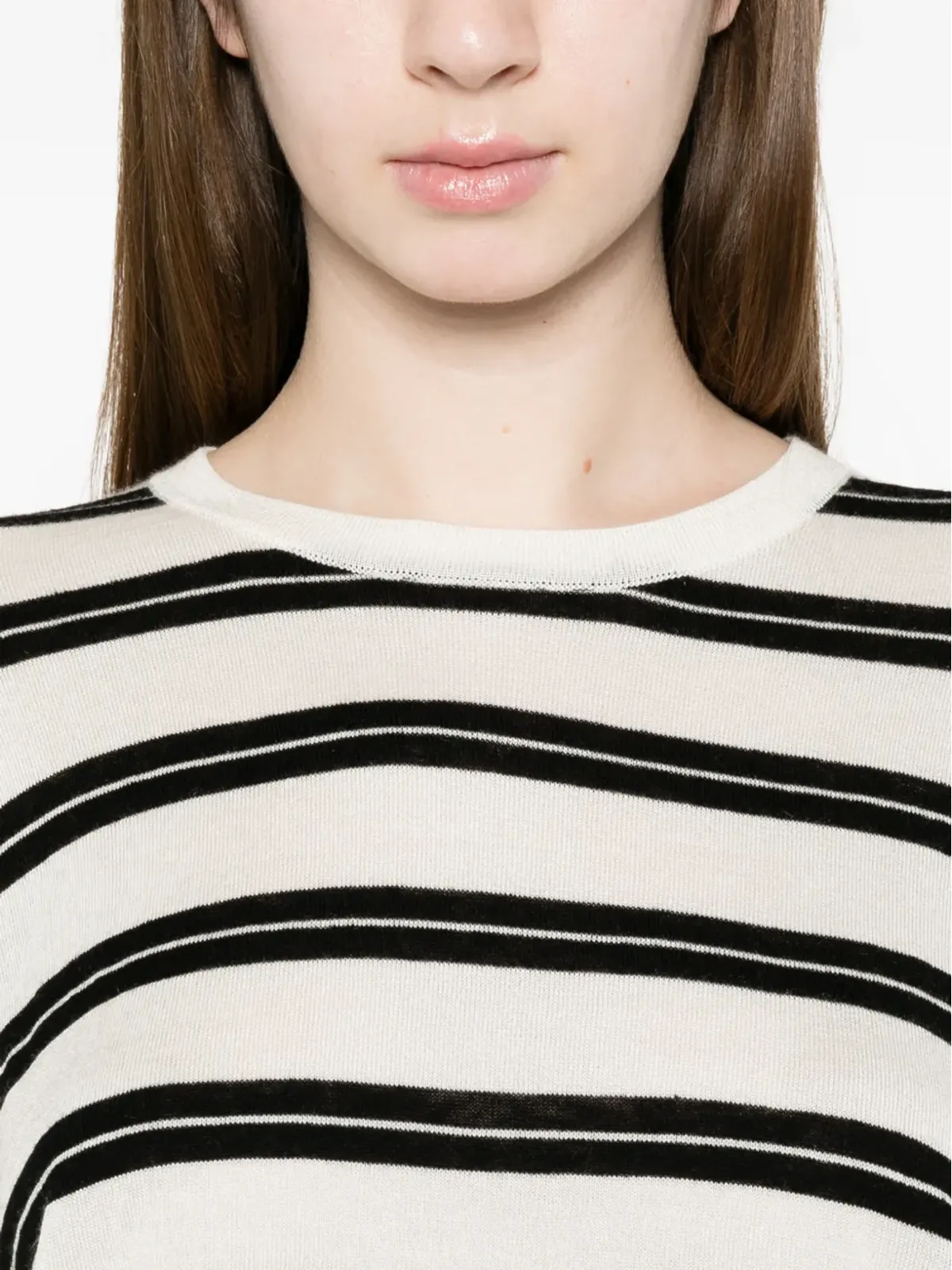 Soft Goat ストライプ長袖セーター - 画像5