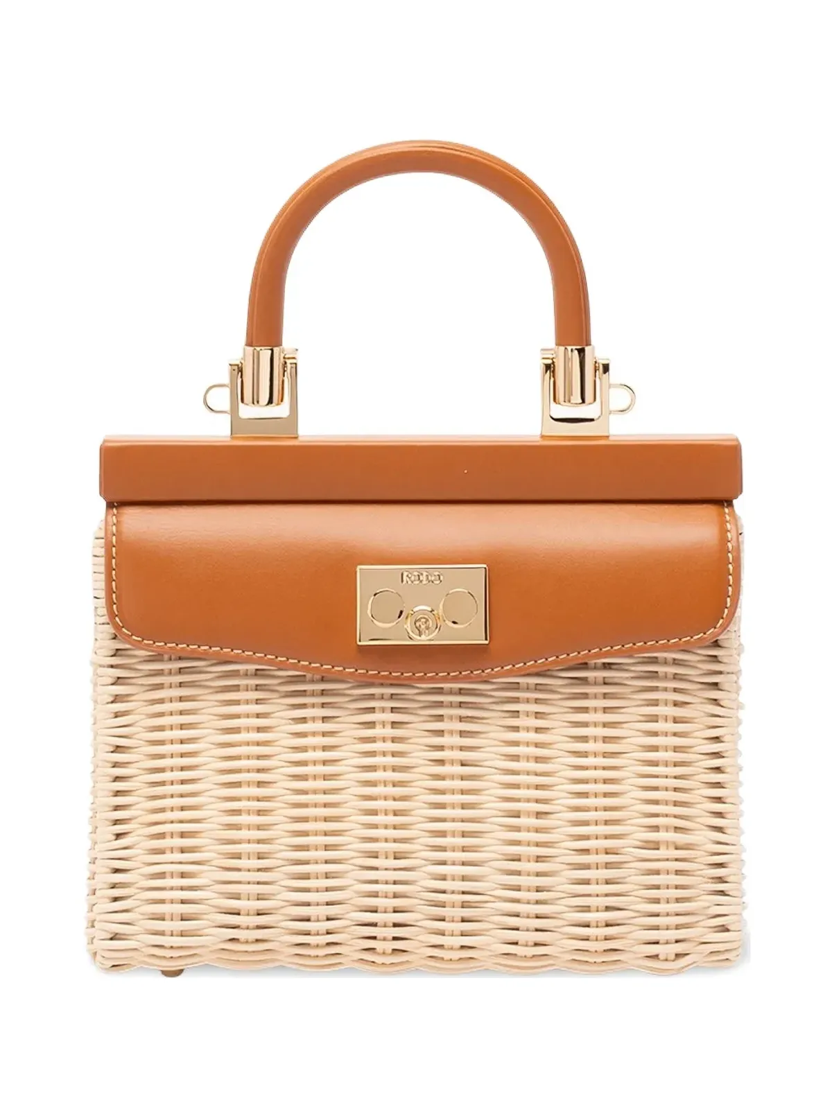 Rodo 籐製トップハンドルショルダーバッグ - 画像1