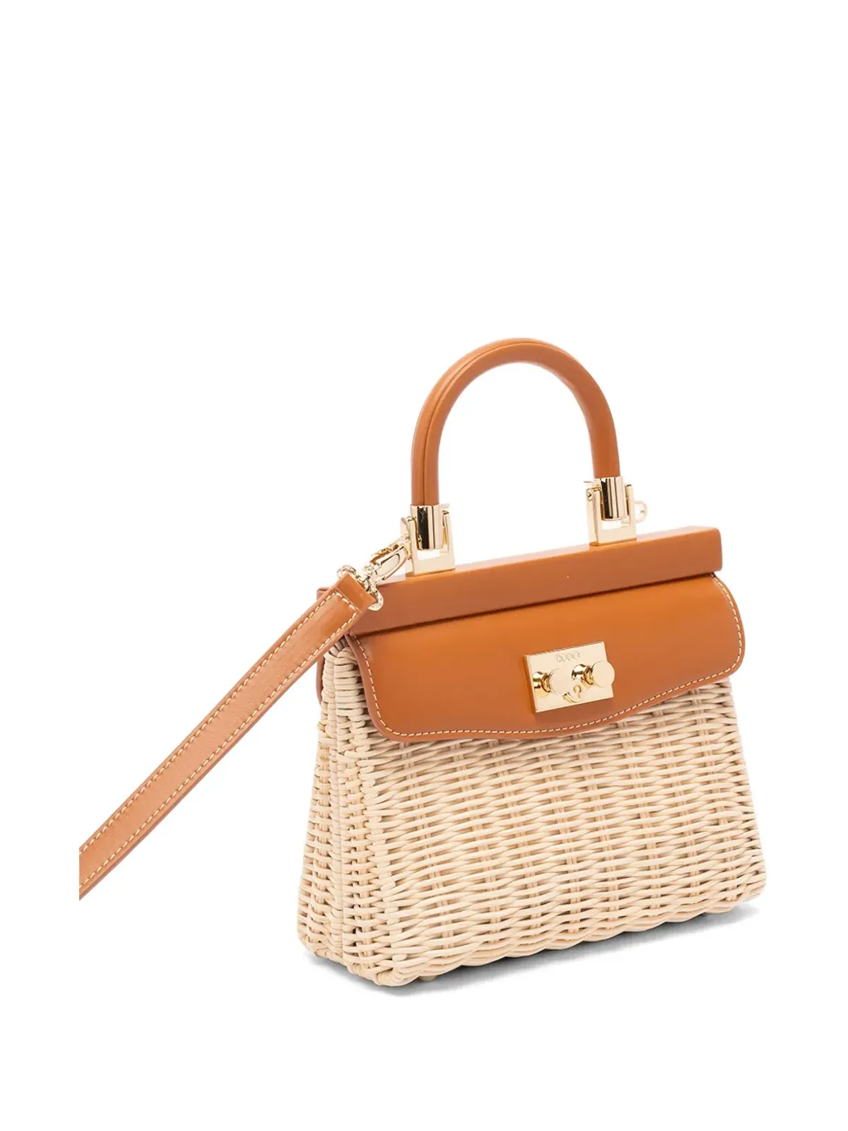 Rodo 籐製トップハンドルショルダーバッグ - 画像2