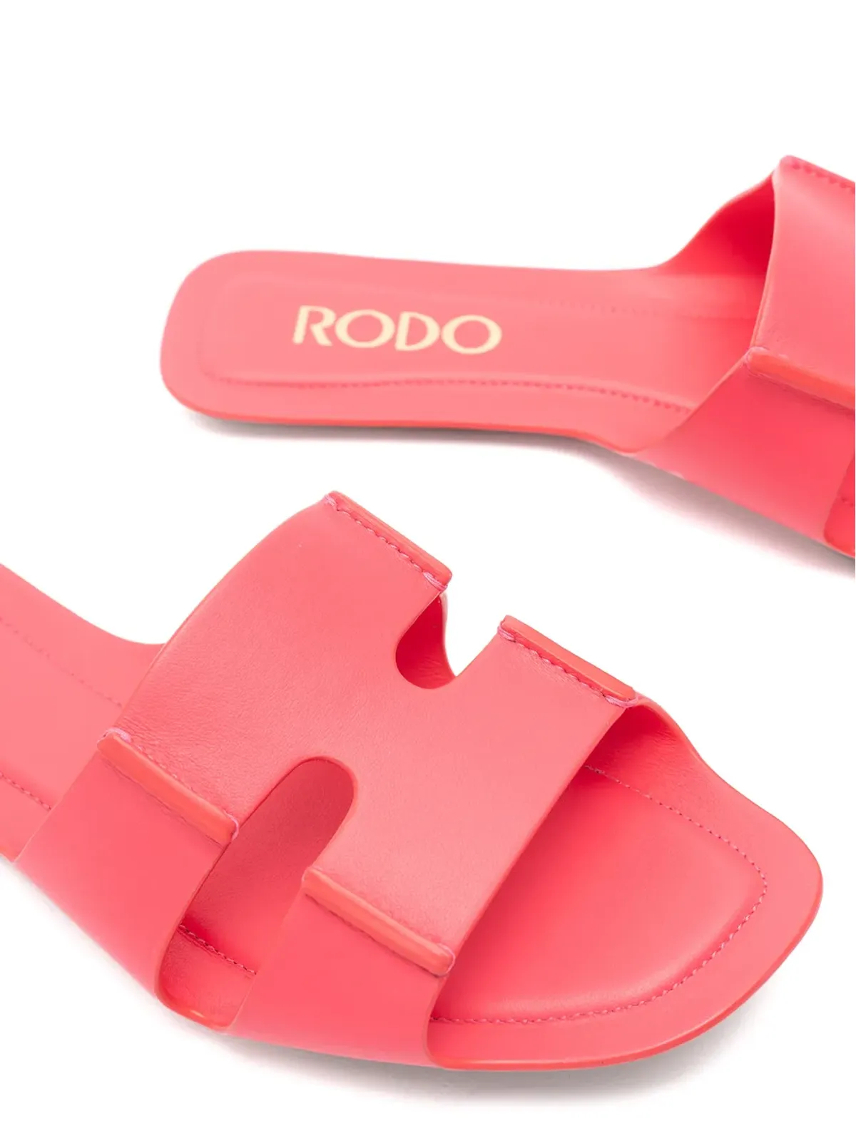 Rodo カットアウトレザー フラットサンダル - ピンク - 画像5