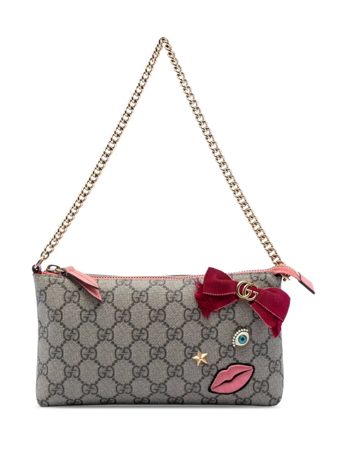 Gucci Pre-Owned 2000-2015 GG Supreme Face Embellished Wallet on Chain クロスボディバッグ - Brown - 画像1