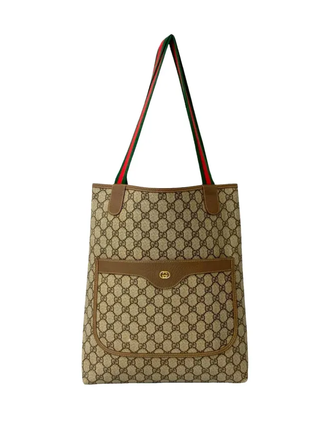 Gucci Pre-Owned Gucci Pre-Owned 20世紀 GG Supreme Web トートバッグ - ブラウンの商品画像