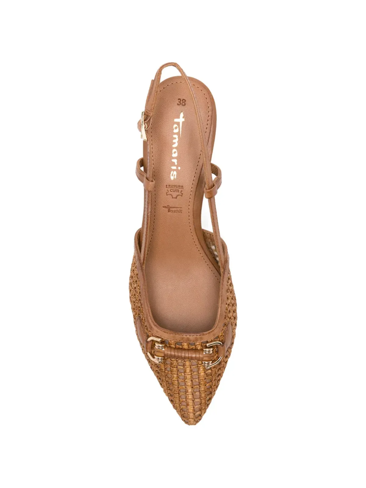 TAMARIS woven buckle leather pumps - Neutrals - 画像4
