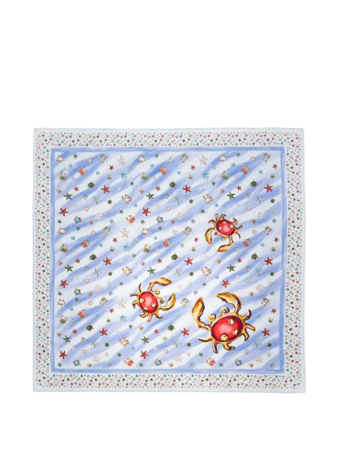 Eshvi Eshvi プリントシルクスカーフ ブルーの商品画像