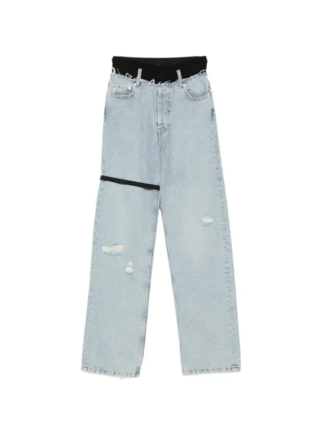 ALAINPAUL ALAINPAUL ダメージ加工ストラップ付きデニムジーンズの商品画像