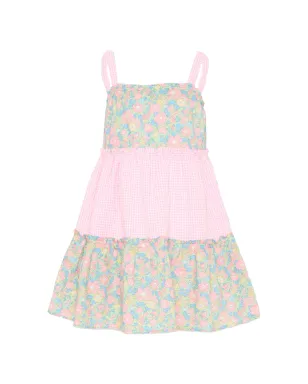 Pesciolino Rosso Kids 花柄プリントギンガムドレス - ピンク - サムネイル1