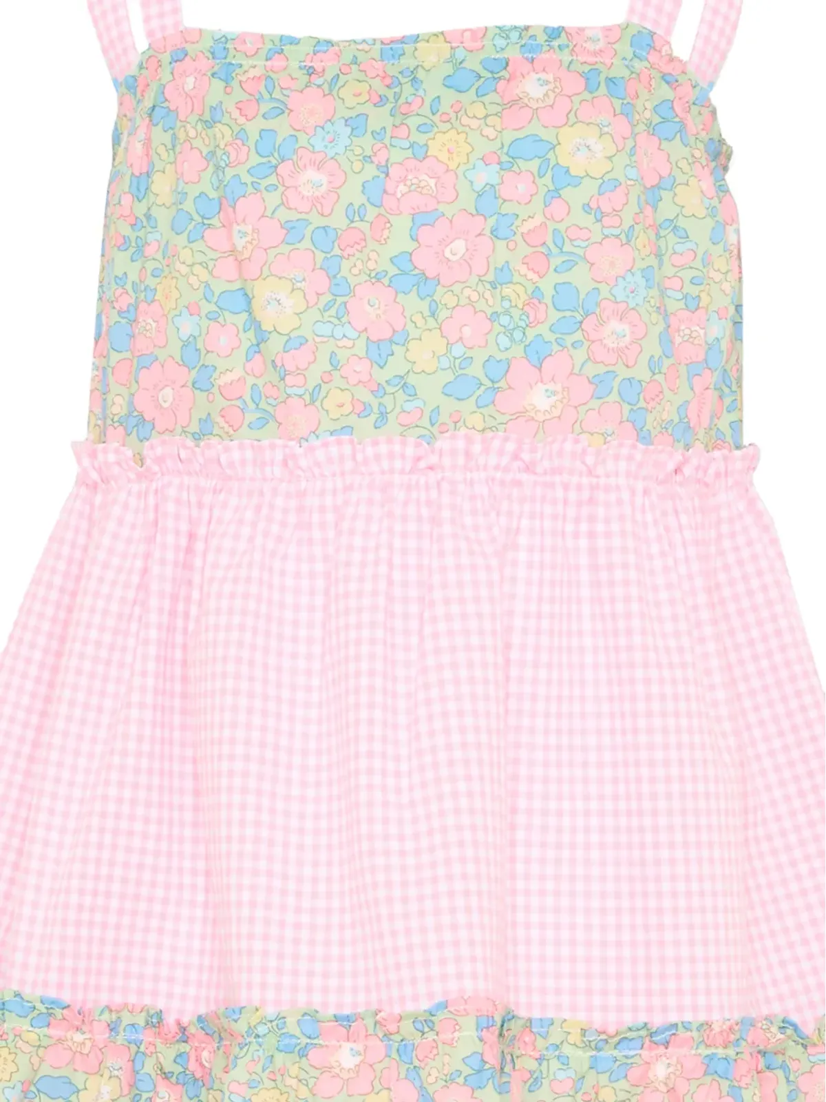 Pesciolino Rosso Kids 花柄プリントギンガムドレス - ピンク - 画像3