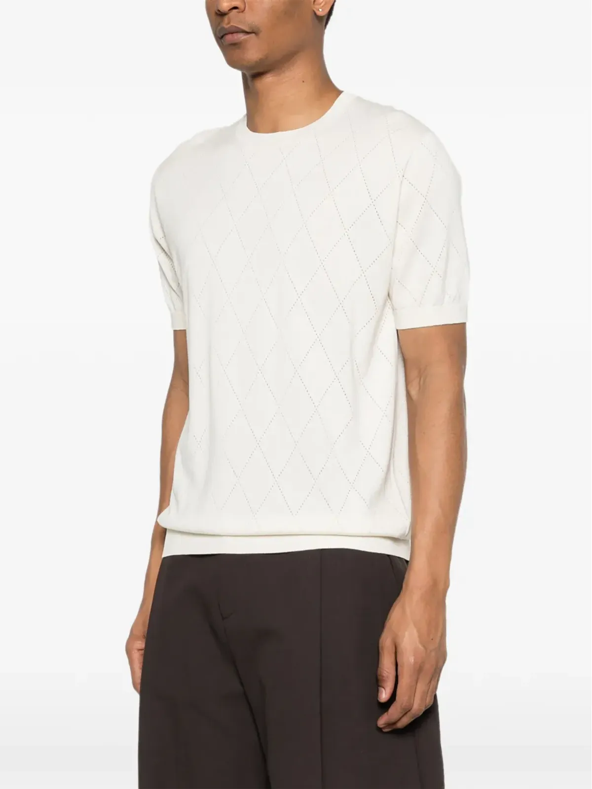 SCAGLIONE アーガイル柄クルーネックTシャツ - 画像3