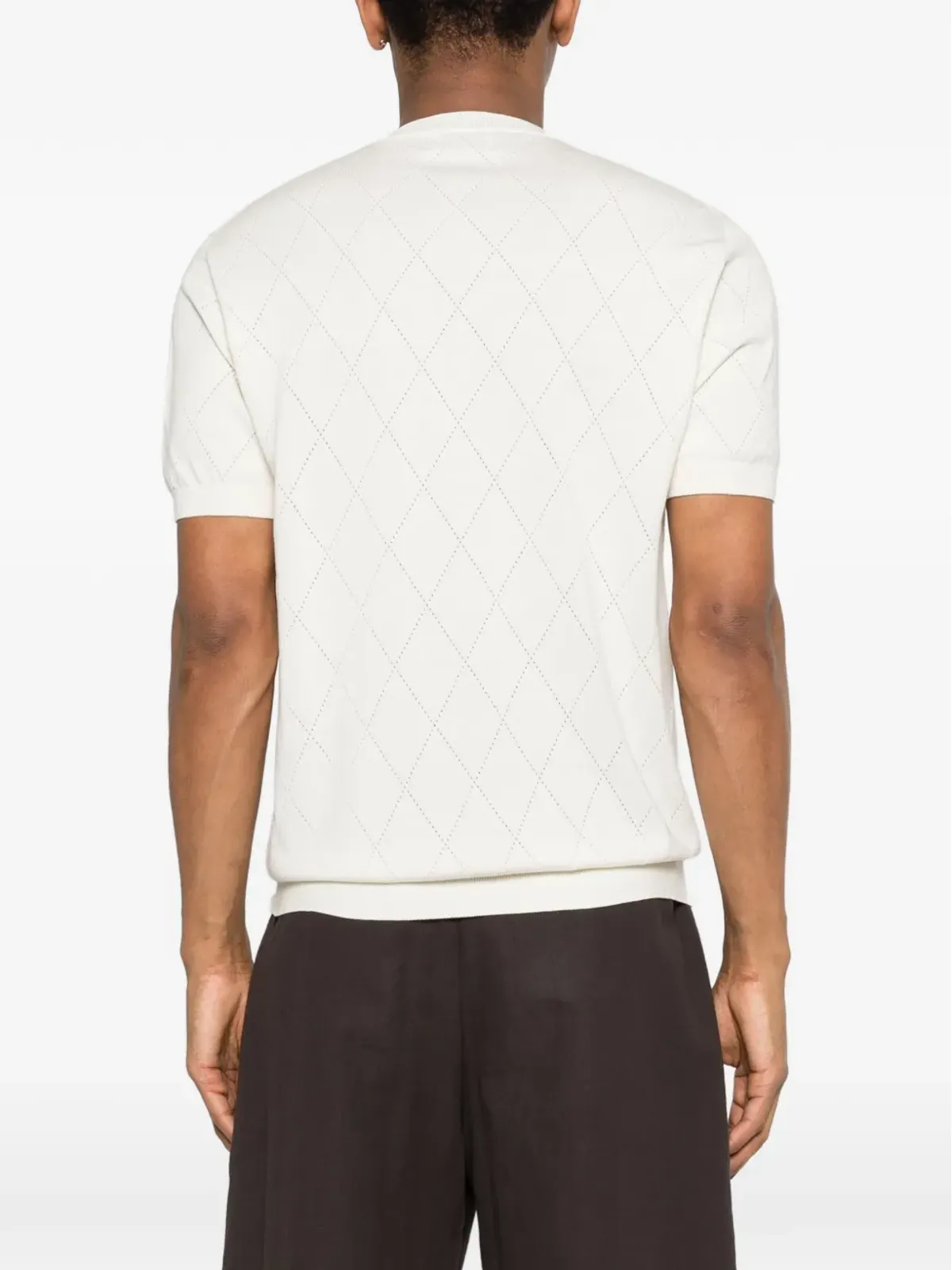 SCAGLIONE アーガイル柄クルーネックTシャツ - 画像4