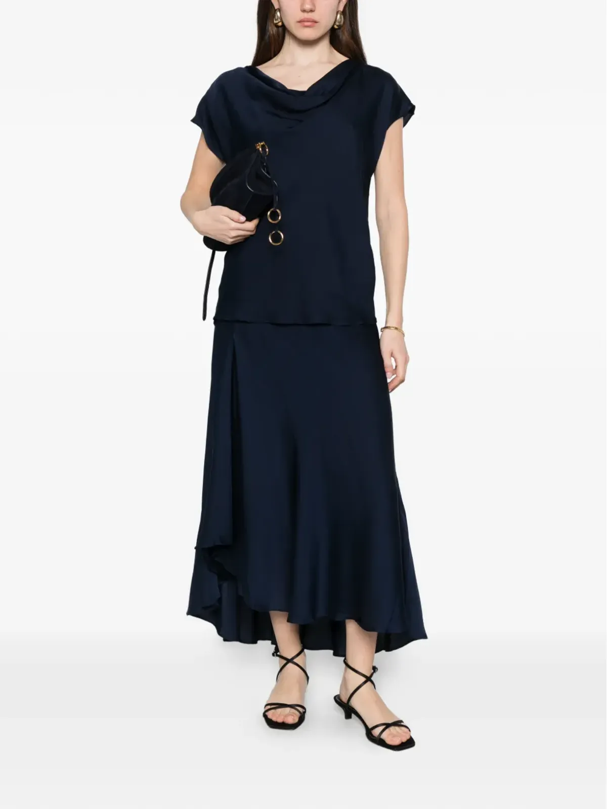 SILK95FIVE Mizner cowl-neck tie blouse - 画像2