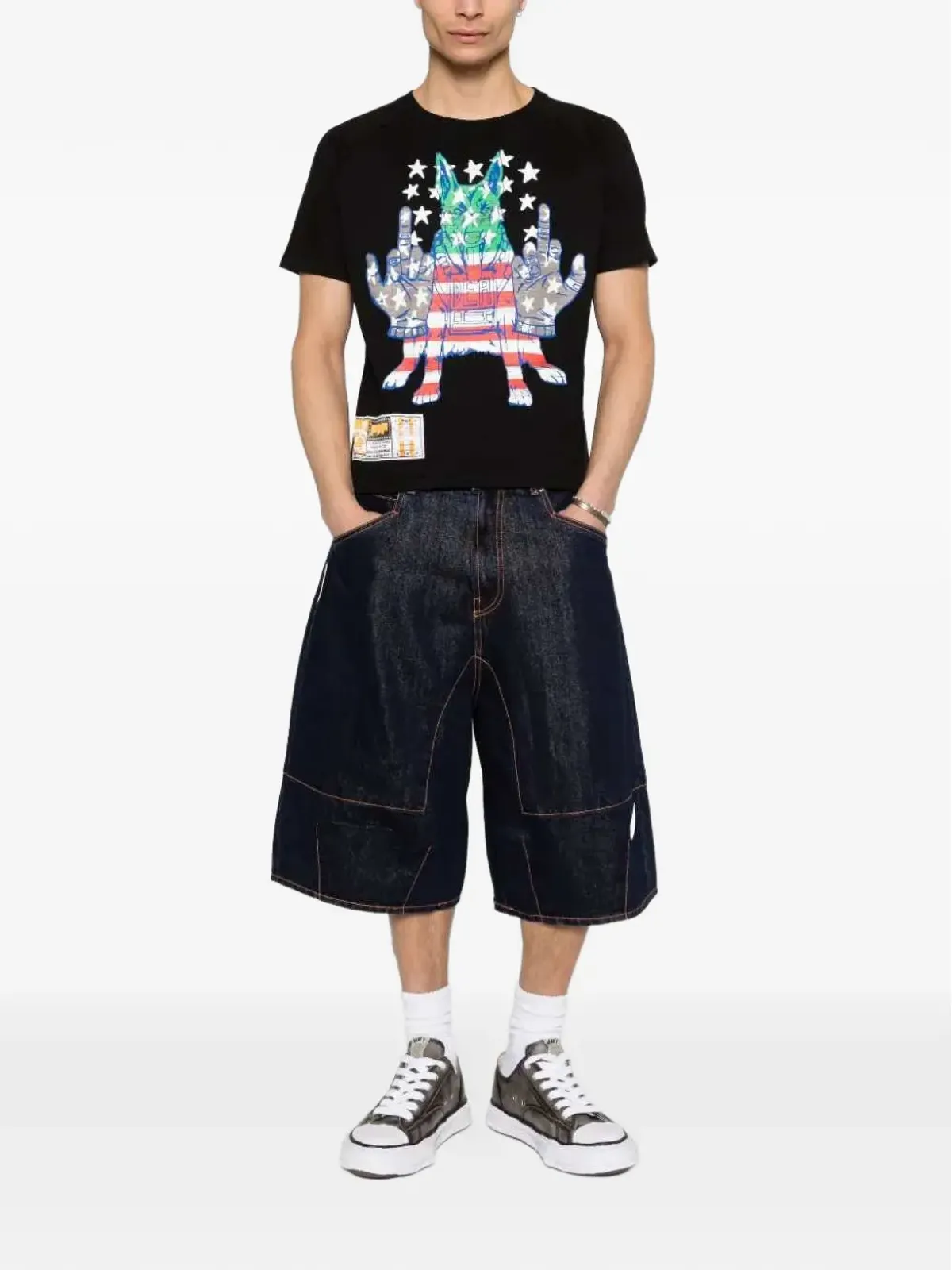 PDF デニムコントラストステッチショーツ - 画像2