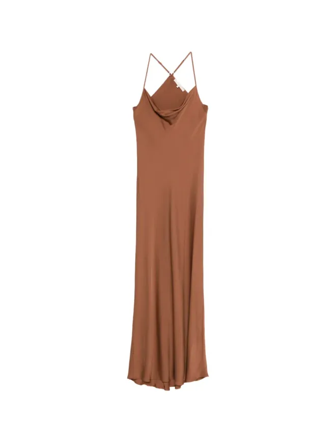 SILK95FIVE SILK95FIVE St. Germaine カウルネック スリップ マキシドレス - ブラウンの商品画像