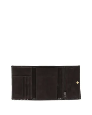 Vintage クロコ型押し二つ折り財布 - ブラック - サムネイル3