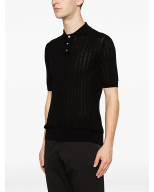 LUIGI GENTILE 黒のニットポロシャツ - サムネイル3