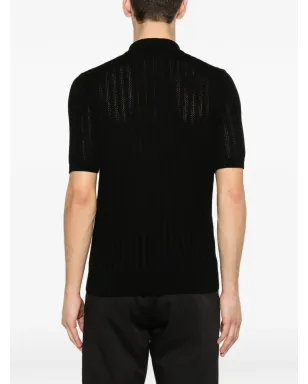 LUIGI GENTILE 黒のニットポロシャツ - サムネイル4