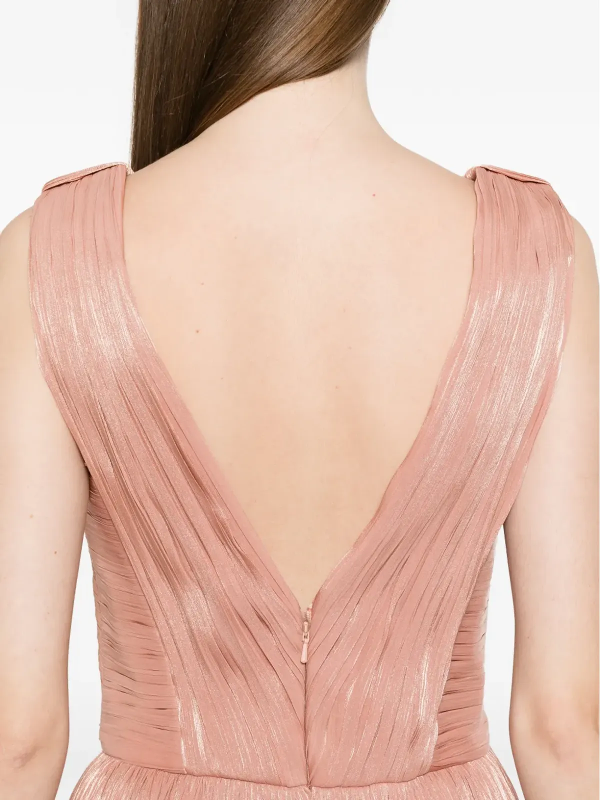 Costarellos Vネックプリーツマキシドレス - 画像5