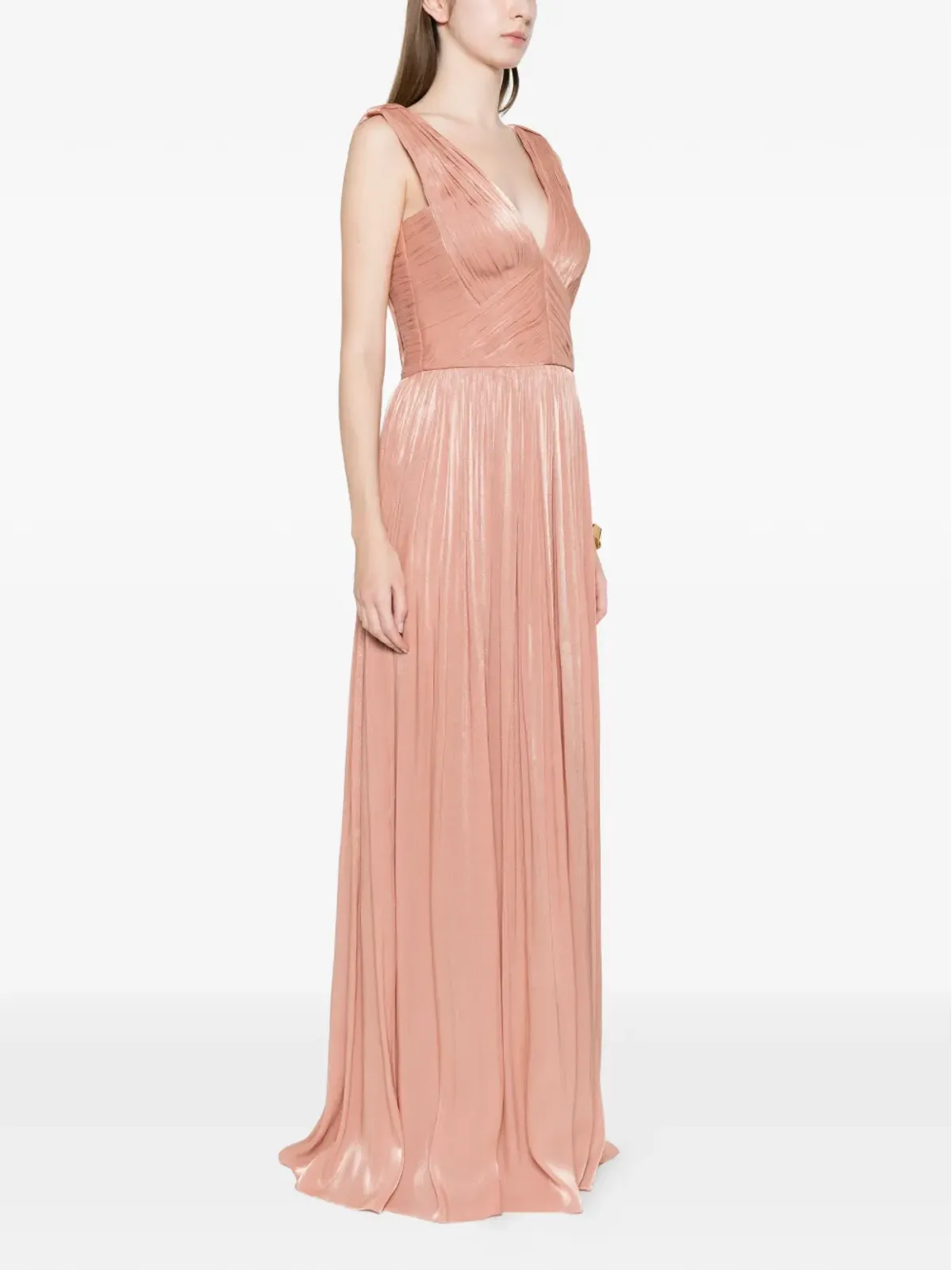 Costarellos Vネックプリーツマキシドレス - 画像3