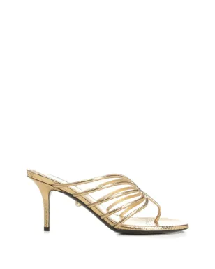 Alevì ゴールドトーン レザー オープントゥ サンダル - サムネイル1