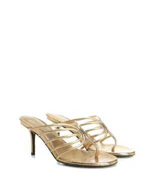 Alevì ゴールドトーン レザー オープントゥ サンダル - サムネイル2