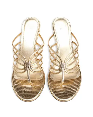 Alevì ゴールドトーン レザー オープントゥ サンダル - サムネイル3