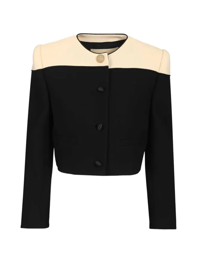 Valentino Garavani Valentino Garavani パッド付きショルダー クロップドジャケット - ブラックの商品画像