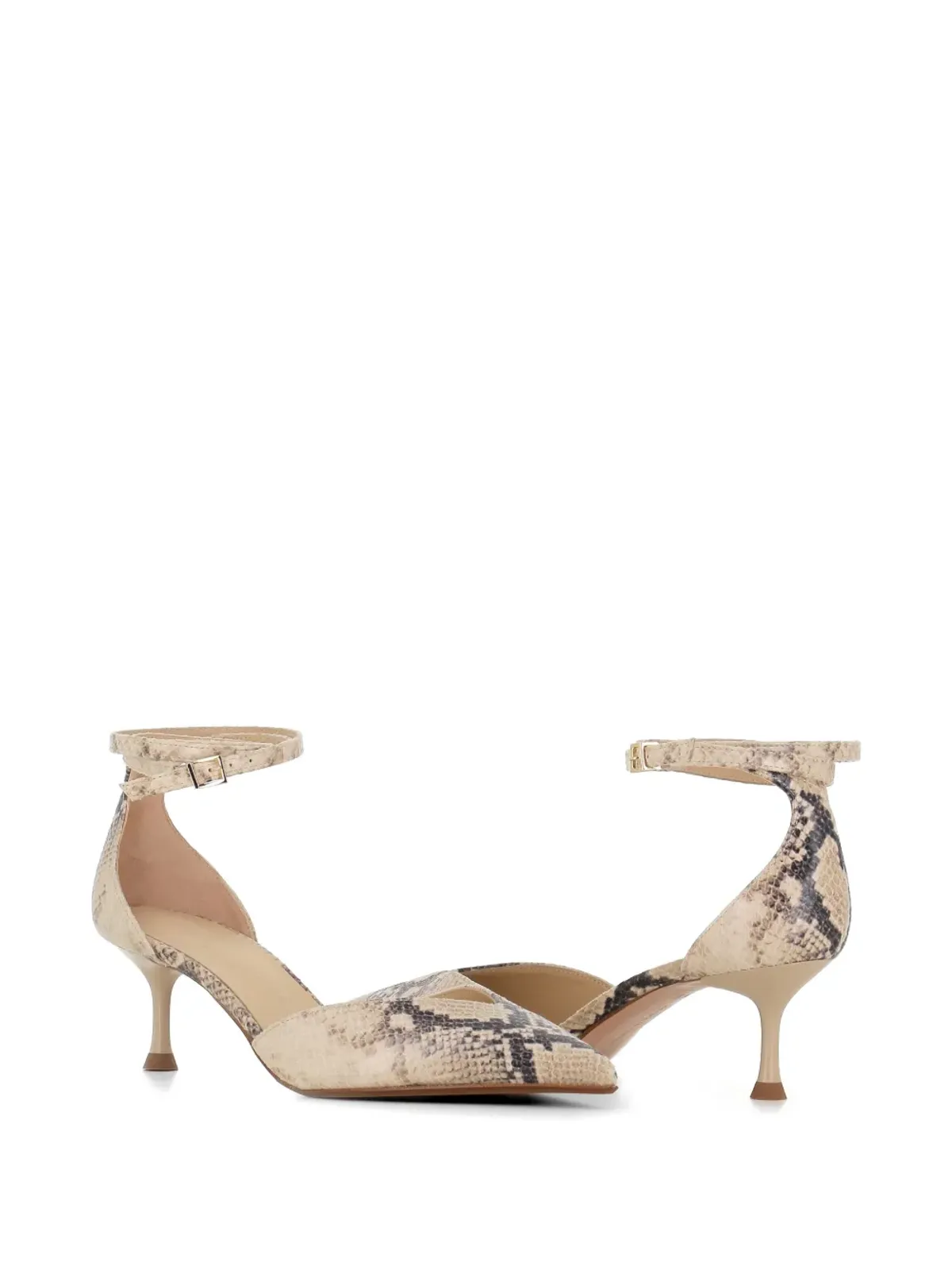 Sergio Levantesi Décolletè Camelia 6 Aspis ankle strap snakeskin pumps - Neutrals - 画像2