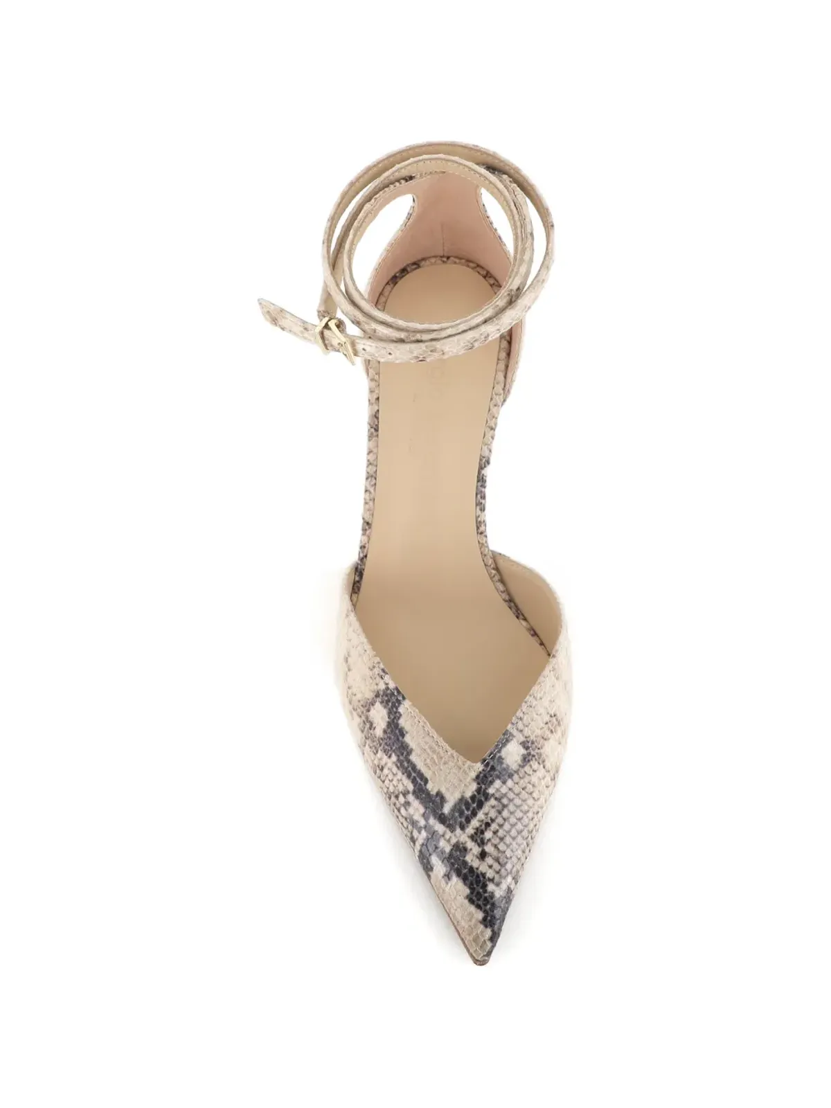 Sergio Levantesi Décolletè Camelia 6 Aspis ankle strap snakeskin pumps - Neutrals - 画像3