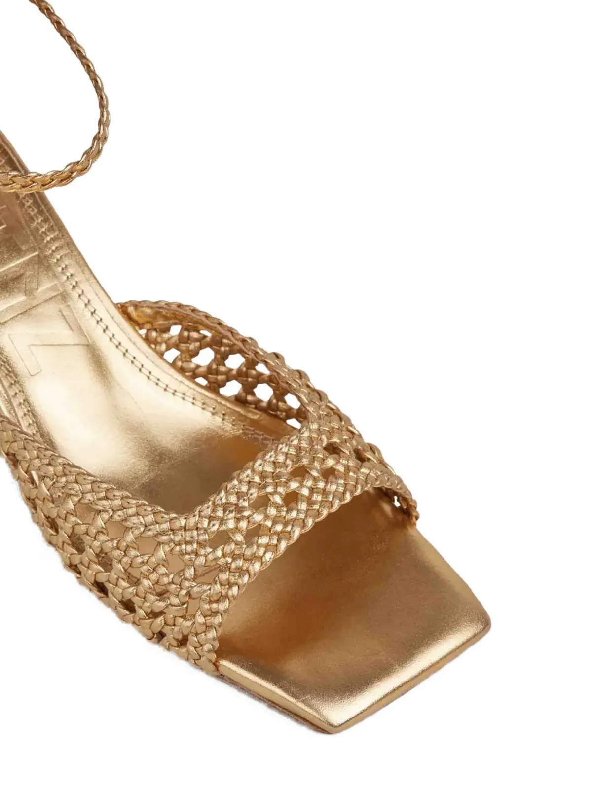 Souliers Martinez 編み込みレザーサンダル - Gold - 画像5